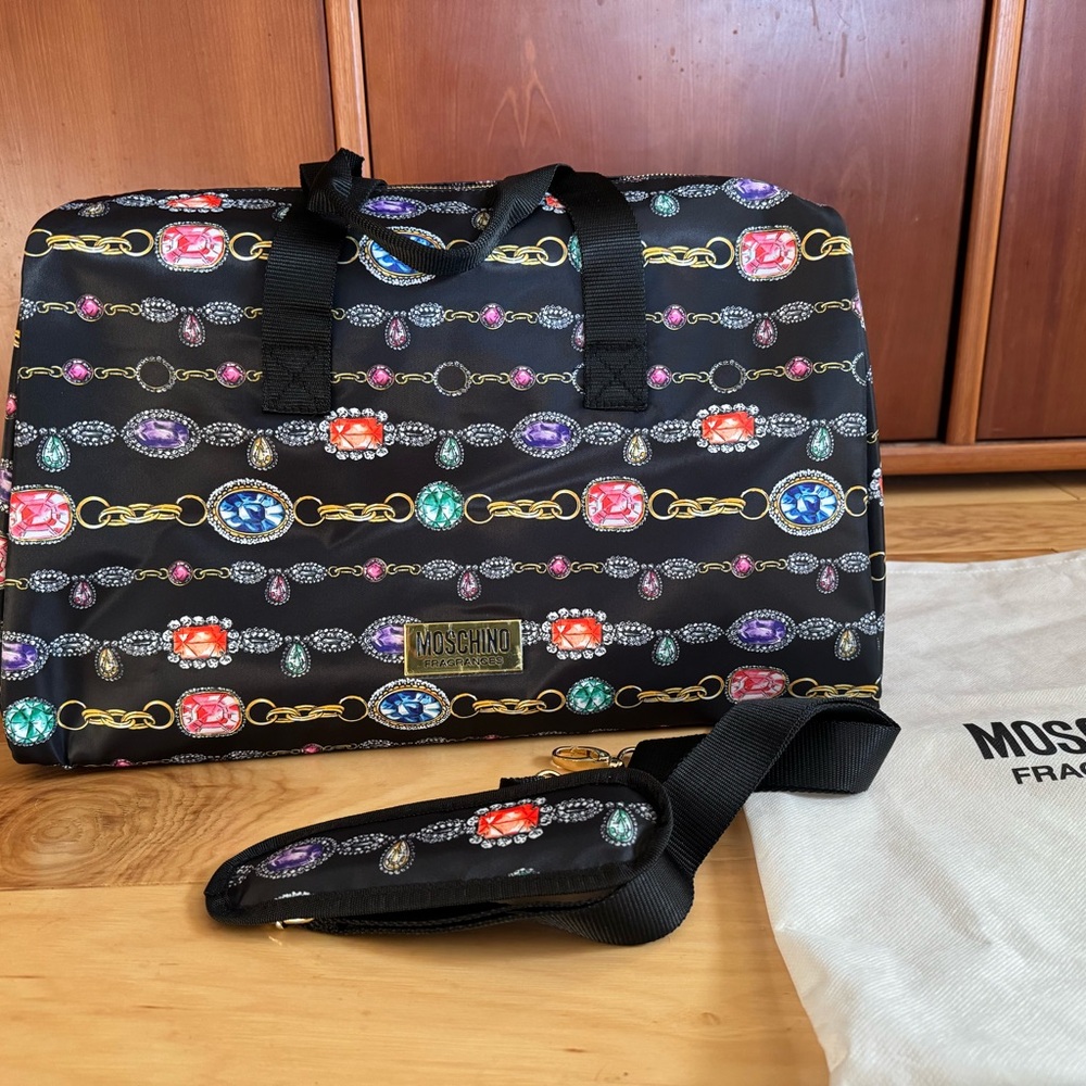 Moschino Black Jewel Duffel Gym Travel Bag
